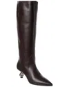 Weekend Max Mara Leather Knee-high Boot In Brown