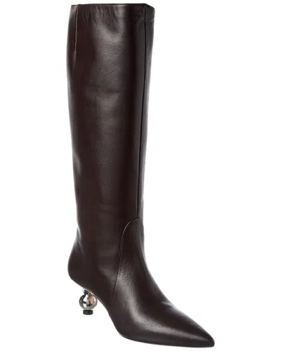 Weekend Max Mara Leather Knee-high Boot In Red