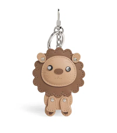 Weekend Max Mara Leather Lion Key Ring In Sand