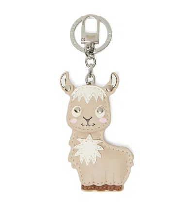 Weekend Max Mara Leather Llama Keyring In Pink