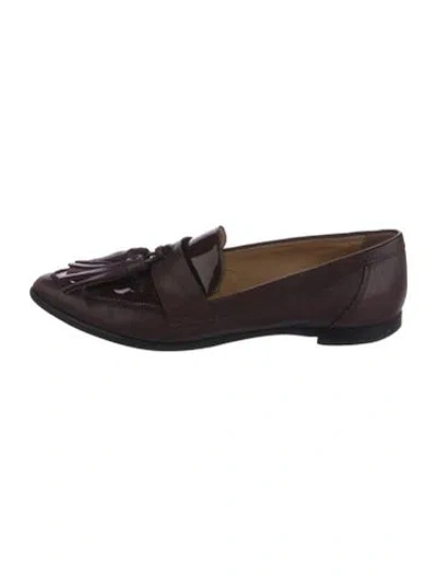 Pre-owned Weekend Max Mara Leather Loafers In Burgundy