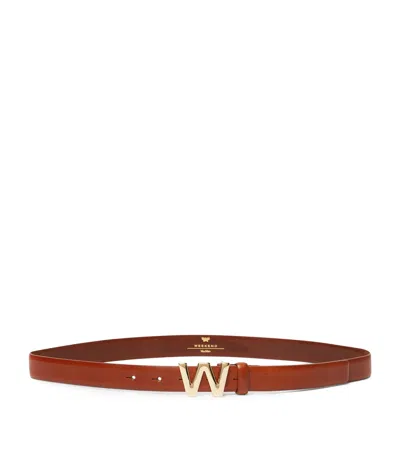 Weekend Max Mara Leather Logo Belt In Brown