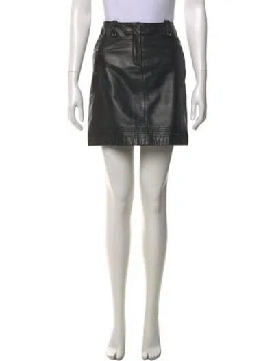 Pre-owned Weekend Max Mara Leather Mini Skirt In Black