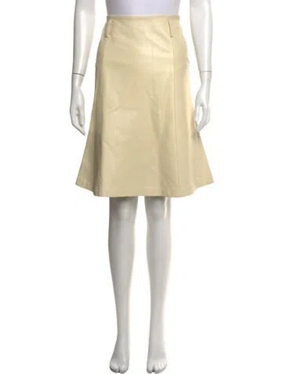 Pre-owned Weekend Max Mara Leather Mini Skirt In Neutrals