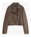 Weekend Max Mara Leather Motorcycle Jacket In Brown