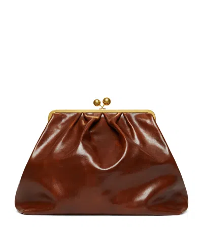 Weekend Max Mara Leather Pasticcino Pouch In Brown