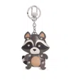 Weekend Max Mara Leather Raccoon Key Ring In Gray
