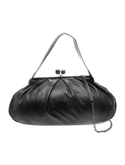 Pre-owned Weekend Max Mara Leather Shoulder Bag W/ Tags In Black