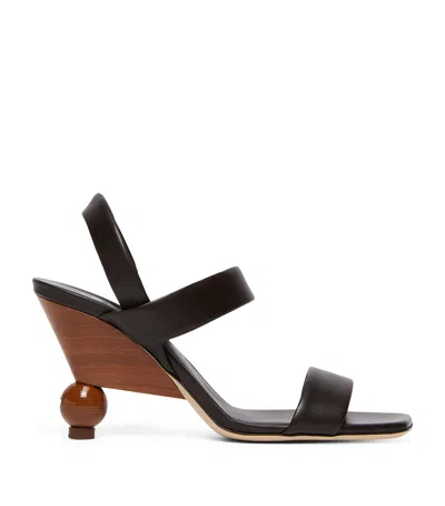 Weekend Max Mara Leather Slingback Sandals In Brown
