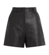 Weekend Max Mara Virgola Leather Shorts In Black