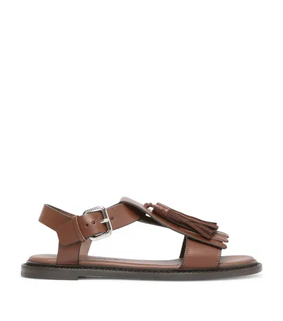 Weekend Max Mara Leather Tassel Sandals In Brown
