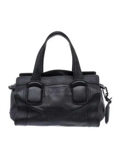 Pre-owned Weekend Max Mara Leather Top Handle Bag In Black