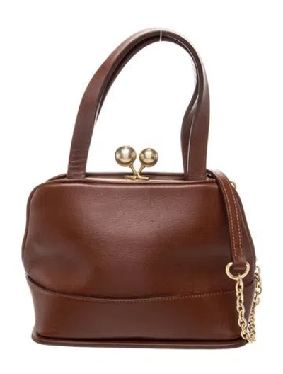 Pre-owned Weekend Max Mara Leather Top Handle Bag In Brown
