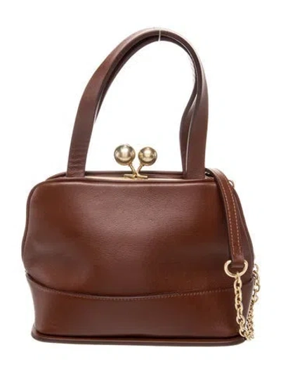 Pre-owned Weekend Max Mara Leather Top Handle Bag In Brown