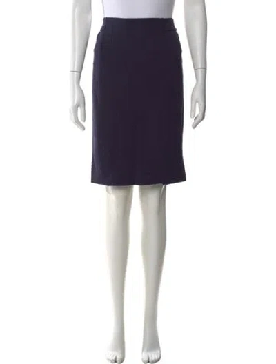 Pre-owned Weekend Max Mara Leather Trim Embellishment Knee-length Skirt In Blue