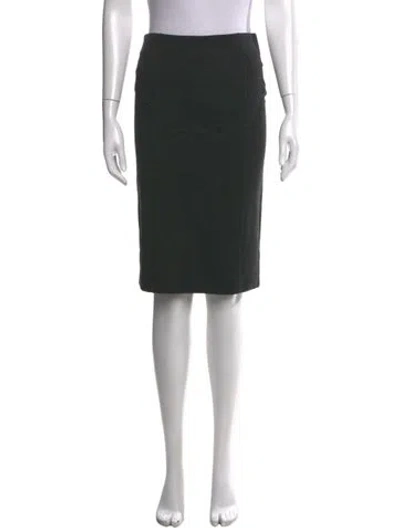 Pre-owned Weekend Max Mara Leather Trim Embellishment Midi Length Skirt In Grey