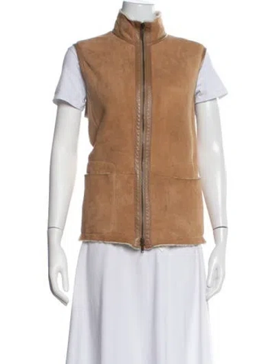 Pre-owned Weekend Max Mara Leather Vest In Brown