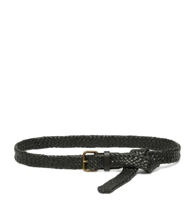 Weekend Max Mara Leather Woven Belt In Black