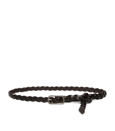 Weekend Max Mara Leather Woven Belt In Brown