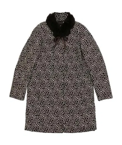 Weekend Max Mara Leopard Print Long Overcoat In Black