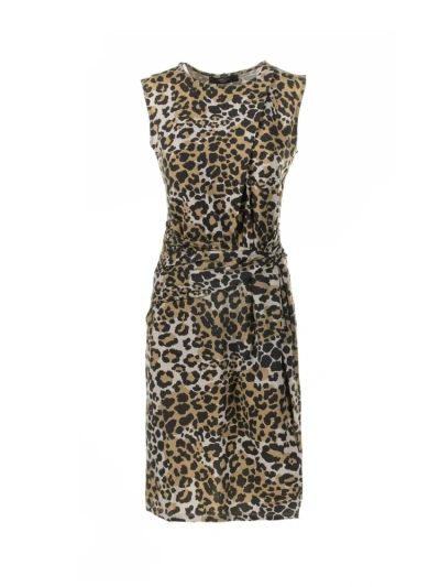 Weekend Max Mara Leopard Printed Crewneck Dress In Multi