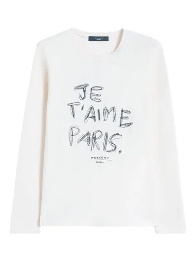Weekend Max Mara Lettering-print Long-sleeve T-shirt In Transparent
