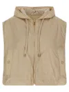 Weekend Max Mara Reversible Quilted Hooded Vest Drawstring In Nude
