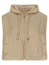 Weekend Max Mara Reversible Quilted Hooded Vest Drawstring In Brown