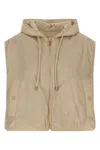Weekend Max Mara Reversible Quilted Hooded Vest Drawstring In Sand