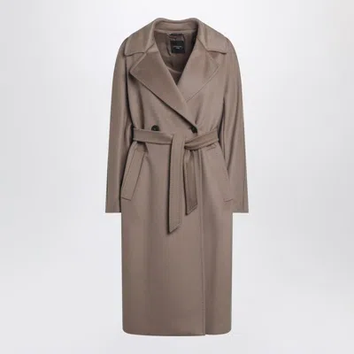 Weekend Max Mara Light Beige Double-breasted Midi Coat In Brown