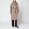 Weekend Max Mara Light Beige Wool Double-breasted Midi Coat In Blue
