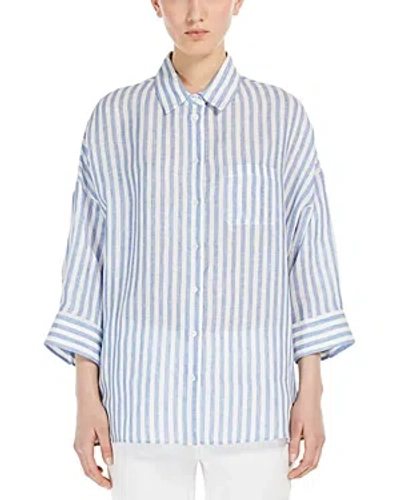 Weekend Max Mara Light Blue Linen Stripe Shirt