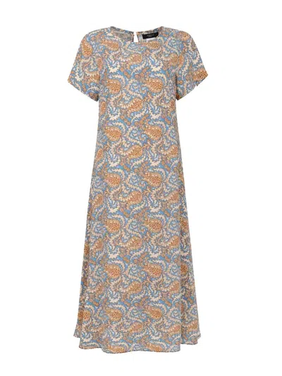 Weekend Max Mara Light Blue Printed Silk Crpe De Chine Dress