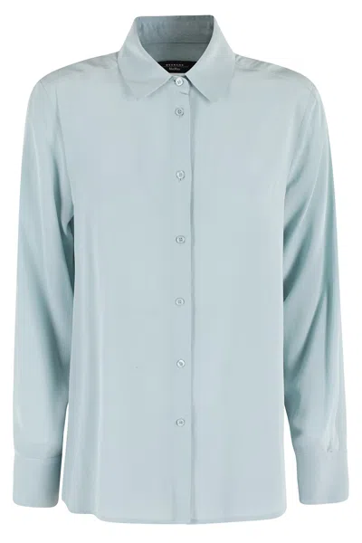 Weekend Max Mara Light Blue Silk Almina Shirt In Anice