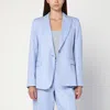 Weekend Max Mara Light Blue Single-breasted Jacket In Cotton And Linen