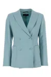 Weekend Max Mara Light Blue Wool Nervoso Blazer In Blue