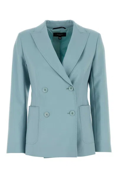 WEEKEND MAX MARA WEEKEND MAX MARA LIGHT BLUE WOOL NERVOSO BLAZER