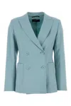 Weekend Max Mara Light Blue Wool Nervoso Blazer In Anice