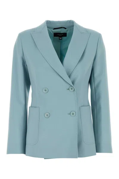 WEEKEND MAX MARA LIGHT BLUE WOOL NERVOSO BLAZER