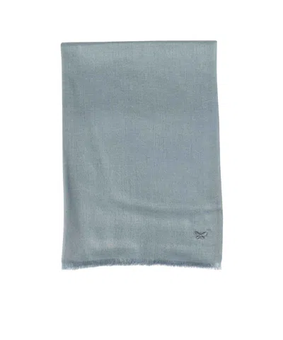 Weekend Max Mara Lightweight Knit Fringed Scarf In Nibbling Blue