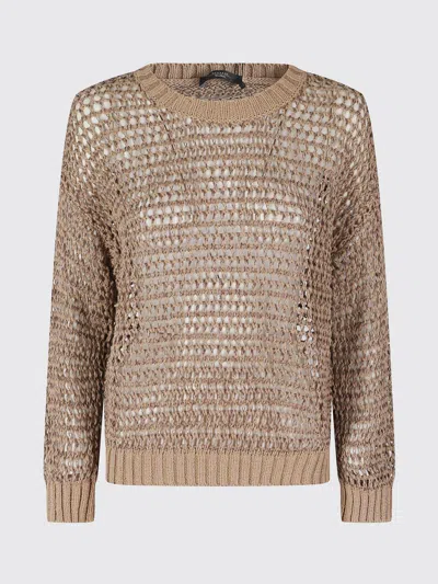 Weekend Max Mara Linen And Cotton Crewneck Pullover By In Brown