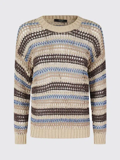 Weekend Max Mara Linen And Cotton Crewneck Pullover By In Multi