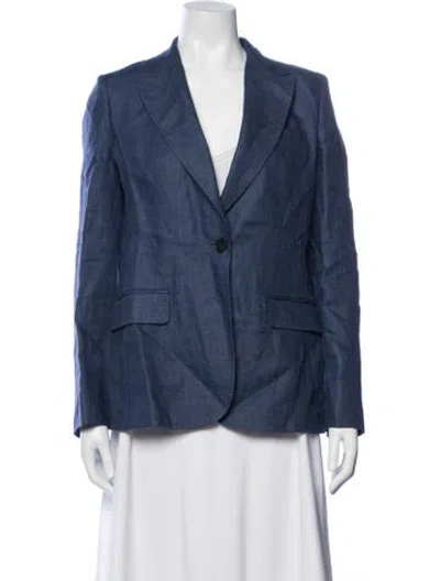 Pre-owned Weekend Max Mara Linen Blazer W/ Tags In Blue