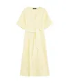 Weekend Max Mara Linen Dress With Midi Length And Pleated Skirt In Yellow