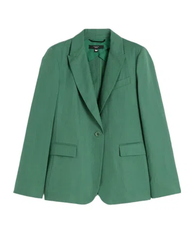 Weekend Max Mara Cotton-linen Single-breasted Blazer In Green