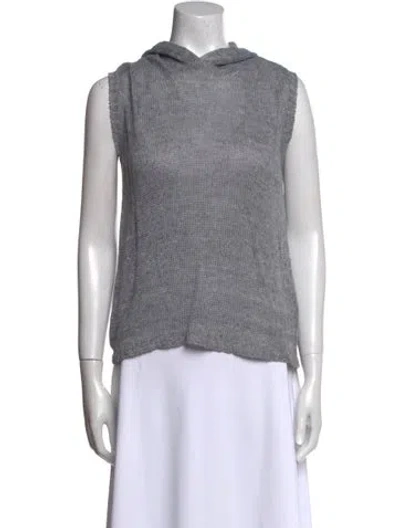 Pre-owned Weekend Max Mara Linen Cowl Neck Sweater In Gray