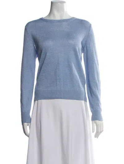 Pre-owned Weekend Max Mara Linen Crew Neck Sweater In Blue