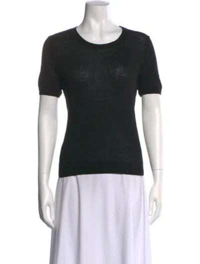 Pre-owned Weekend Max Mara Linen Crew Neck T-shirt In Black