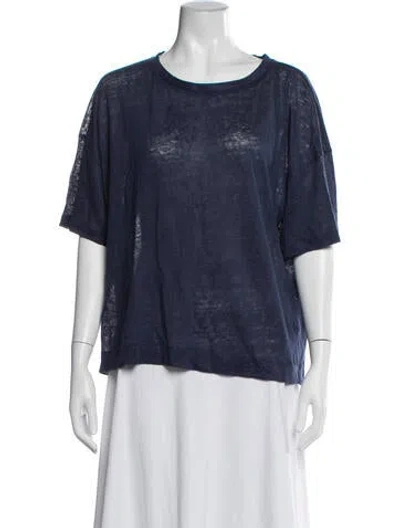 Pre-owned Weekend Max Mara Linen Crew Neck T-shirt In Blue