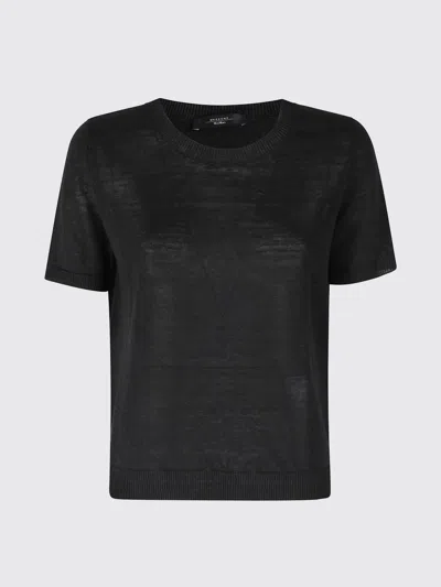 Weekend Max Mara Linen Crew-neck Sweater In Black